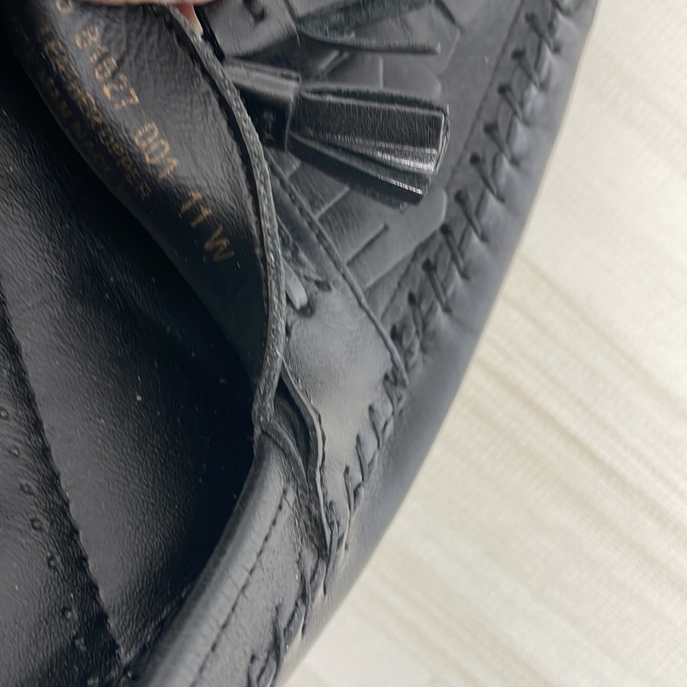 Nunn Bush men's black leather woven pinch toe loafer with tassel Size 11 - Picture 8 of 10